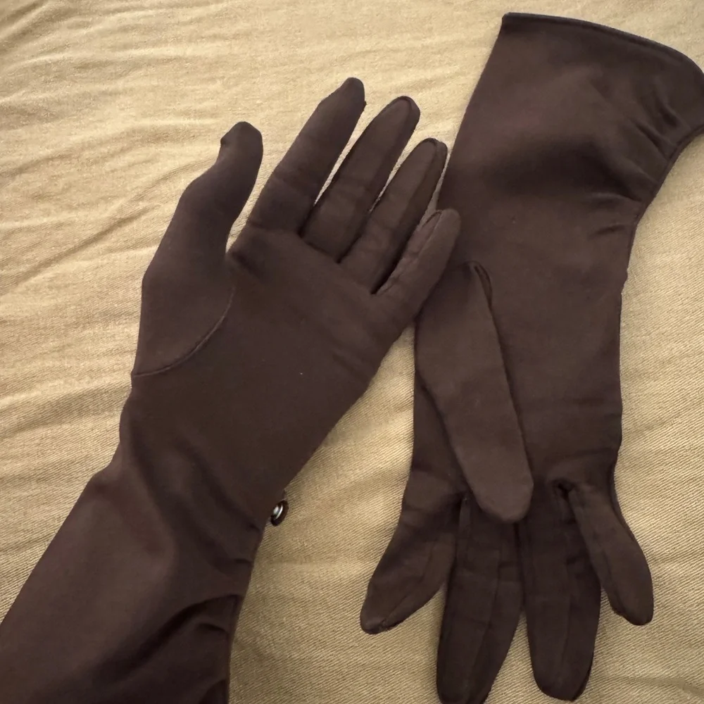 Vintage Chocolate Brown Long Dress Gloves XS/S